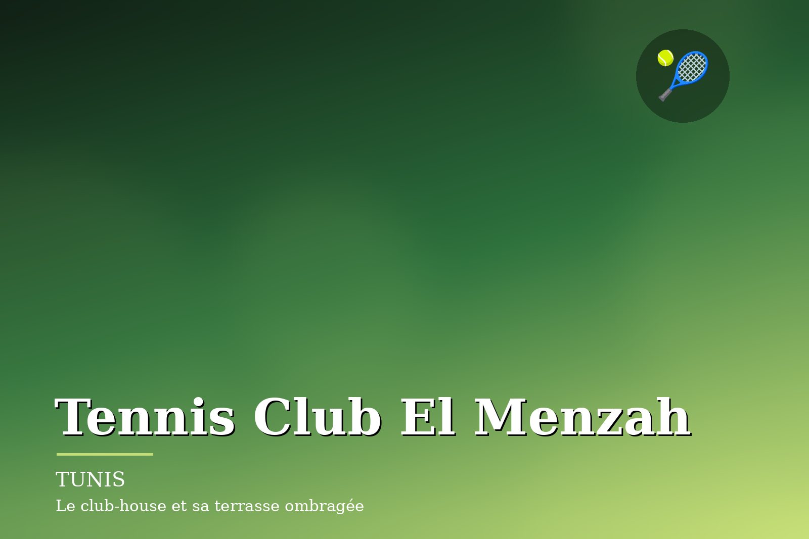 Le club-house et sa terrasse ombragée